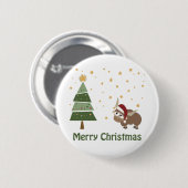 Santa Yak-kerstscène Ronde Button 5,7 Cm (Voorkant /achterkant)