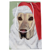 Santa Yellow Labrador Puppy Gift Bag Medium Cadeauzakje (Voorkant)
