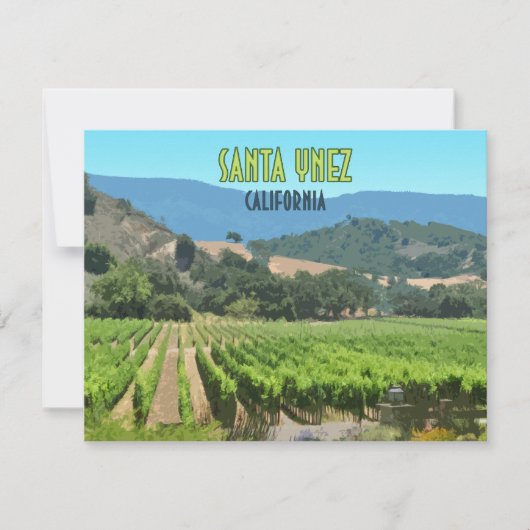 Santa Ynez California Vineyard  platte Kaart (Voorkant)
