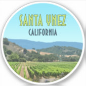 Santa Ynez California Vineyard Vintage Sticker (Voorkant)