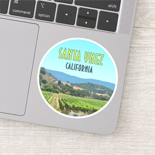 Santa Ynez California Vineyard Vintage Sticker (Detail)