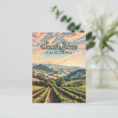 Santa Ynez California Vineyard Winery Retro Briefkaart (Staand voorkant)