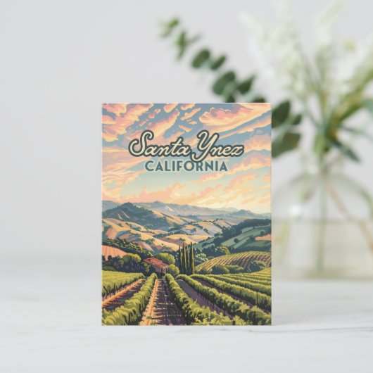 Santa Ynez California Vineyard Winery Retro Briefkaart (Staand voorkant)