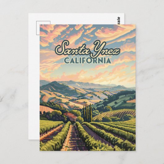 Santa Ynez California Vineyard Winery Retro Briefkaart (Voorkant / Achterkant)