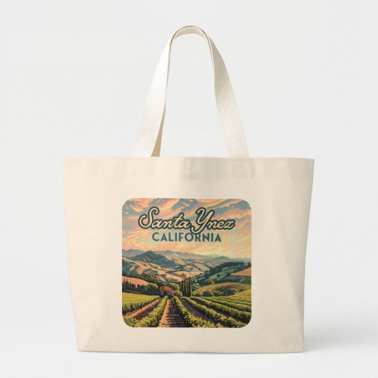Santa Ynez California Vineyard Winery Retro Grote Tote Bag (Voorkant)
