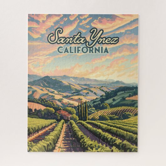 Santa Ynez California Vineyard Winery Retro Legpuzzel (Verticaal)