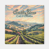 Santa Ynez California Vineyard Winery Retro Magneet (Voorkant)