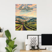 Santa Ynez California Vineyard Winery Retro Poster (Thuiskantoor)