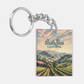 Santa Ynez California Vineyard Winery Retro Sleutelhanger (Voorkant Links)