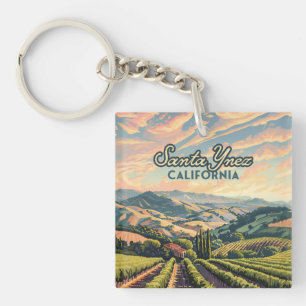 Santa Ynez California Vineyard Winery Retro Sleutelhanger