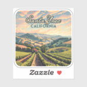 Santa Ynez California Vineyard Winery Retro Sticker (Vel)