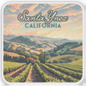 Santa Ynez California Vineyard Winery Retro Sticker (Voorkant)