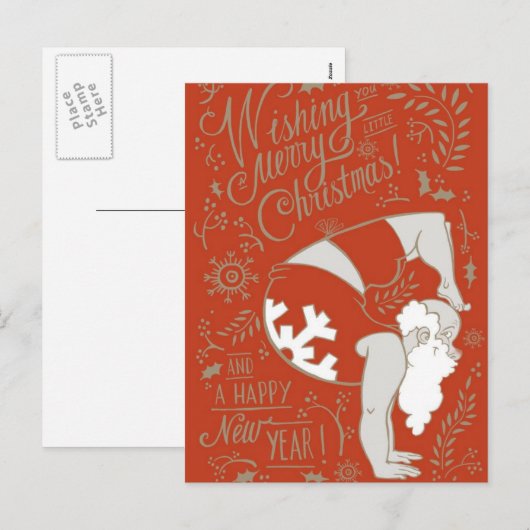 Santa Yoga Kerst Briefkaart (Voorkant / Achterkant)
