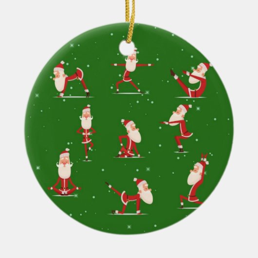 Santa Yoga Poses Keramisch Ornament (Voorkant)