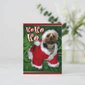 Santa Yorkie-Briefkaart Feestdagenkaart (Staand voorkant)
