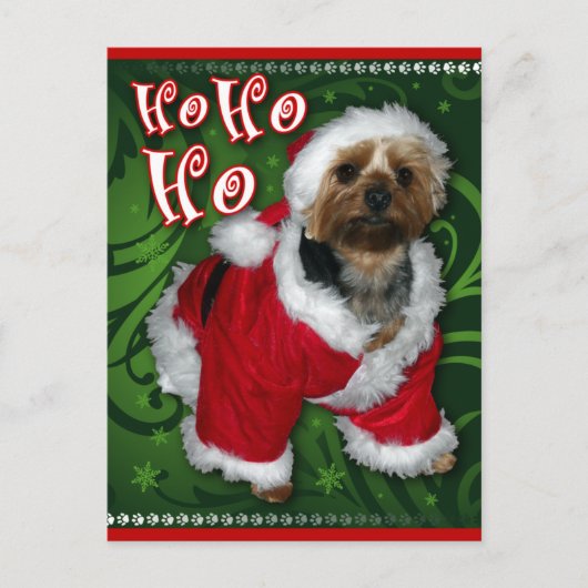 Santa Yorkie-Briefkaart Feestdagenkaart (Voorkant)