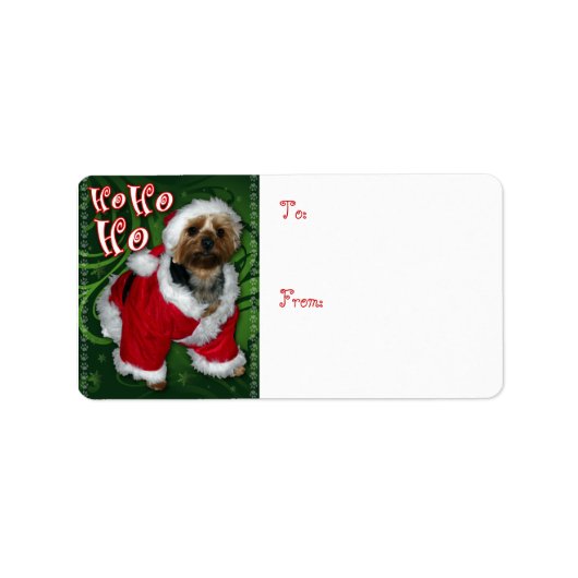Santa Yorkie Gift Label (Voorkant)