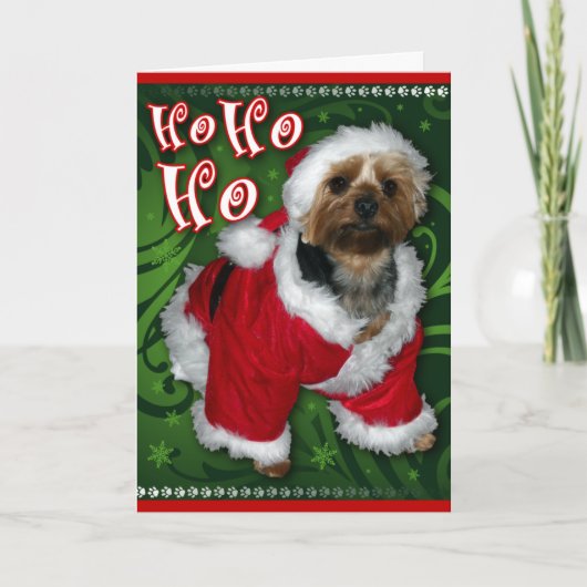 Santa Yorkie Greeting Card Feestdagen Kaart (Voorkant)