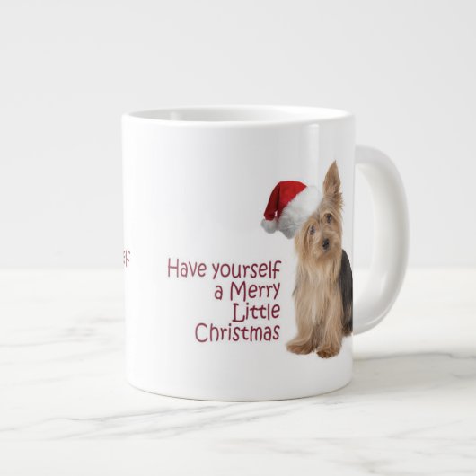 Santa Yorkie Jumbo-kerstMok Grote Koffiekop (Voorkant rechts)