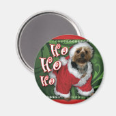 Santa Yorkie ronde magneet (Voorkant / Achterkant)