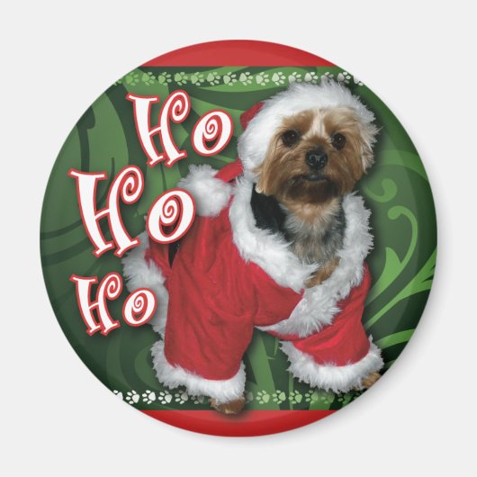 Santa Yorkie ronde magneet (Voorkant)