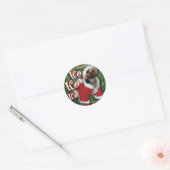 Santa Yorkie Ronde Sticker (Envelop)