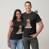 Santa Yorkshire Terrier Kerstmis Lights Snowflake T-shirt (Unisex)