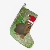 Santa Yorkshire Terrier Kleine Kerstsok (Voorkant (Hangend))