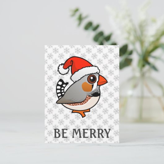Santa Zebra Finch Feestdagenkaart (Staand voorkant)