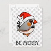 Santa Zebra Finch Feestdagenkaart (Voorkant / Achterkant)