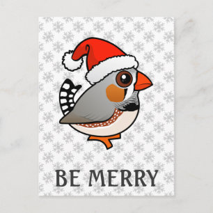 Santa Zebra Finch Feestdagenkaart