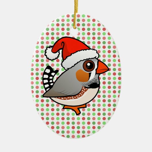 Santa Zebra Finch Keramisch Ornament (Voorkant)