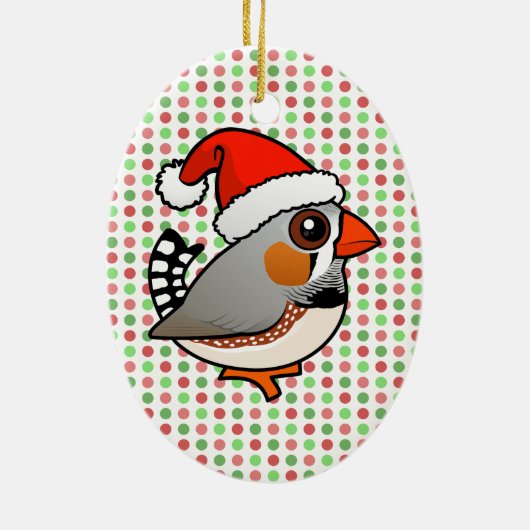 Santa Zebra Finch Keramisch Ornament (Achterkant)