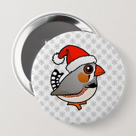 Santa Zebra Finch Ronde Button 4,0 Cm (Voorkant /achterkant)