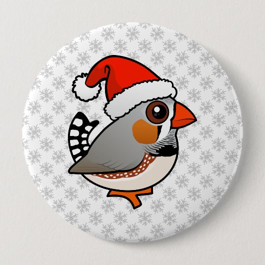 Santa Zebra Finch Ronde Button 4,0 Cm (Voorkant)