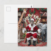 Santa Zebra, Giraffe en olifant Briefkaart (Voorkant / Achterkant)