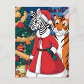 Santa Zebra, tijger Briefkaart (Voorkant)