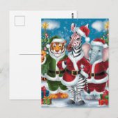 Santa Zebra, tijger en olifant Briefkaart (Voorkant / Achterkant)