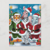 Santa Zebra, tijger en olifant Briefkaart (Voorkant)