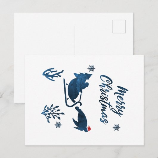 Santa Zee Turtle Briefkaart (Voorkant / Achterkant)