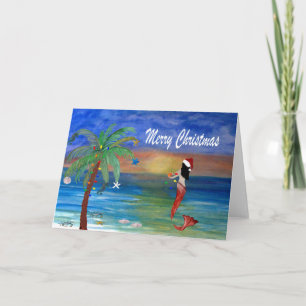 Santa zeemeermin Kerstmis kust kaarten