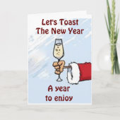 SANTA ZEGT DAT NIEUW JAAR MET EEN TOAST GEBEURT FEESTDAGEN KAART (Voorkant)