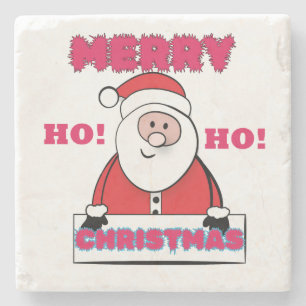 SANTA ZEGT: MERRY CHRISTMAS, HO HO! STENEN ONDERZETTER