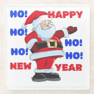 SANTA ZEGT: NIEUW JAAR. HO! HO! HO! GLAZEN ONDERZETTER