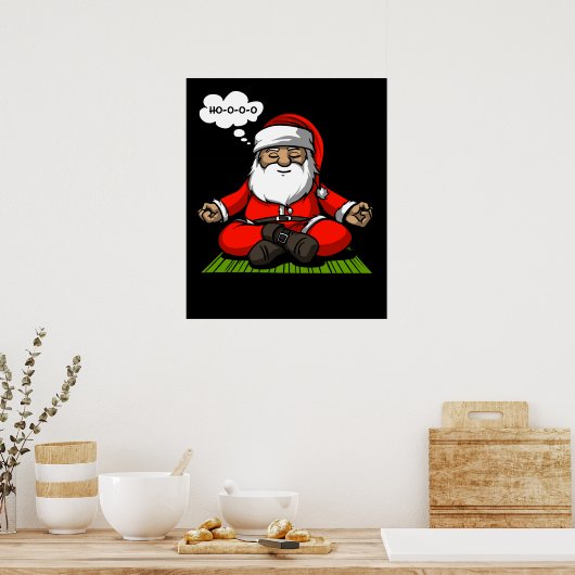 Santa Zen Yoga-feestdag Poster (Keuken)