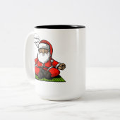 Santa Zen Yoga-feestdag Tweekleurige Koffiemok (Voorkant links)