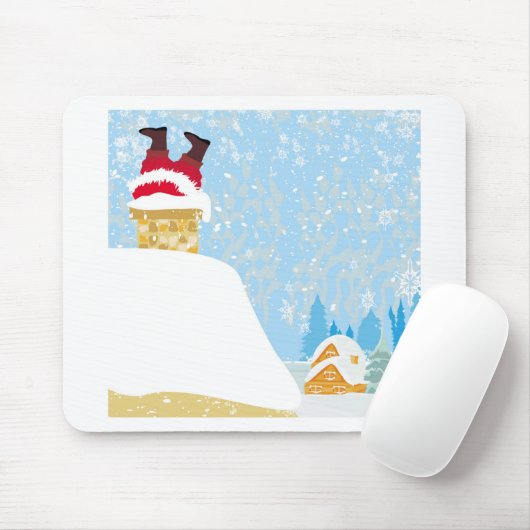 santa zit vast in chimney muismat (Met muis)