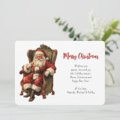  Santa Zittend in een Comfortabele Stoel Kerstmis Feestdagenkaart (Staand voorkant)