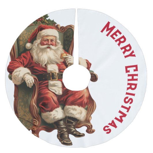 Santa Zittend in een Comfortabele Stoel Kerstmis Kerstboom Rok (Voorkant)