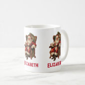 Santa Zittend in een Comfortabele Stoel Kerstmis Koffiemok (Voorkant rechts)